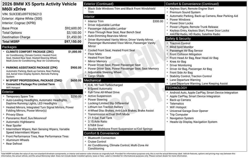 New 2026 BMW X5 M60i w/ Climate Comfort Package image 2