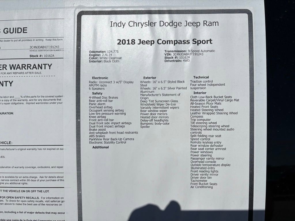 Used 2018 Jeep Compass Sport w/ Cold Weather Group AWD/4WD image 17