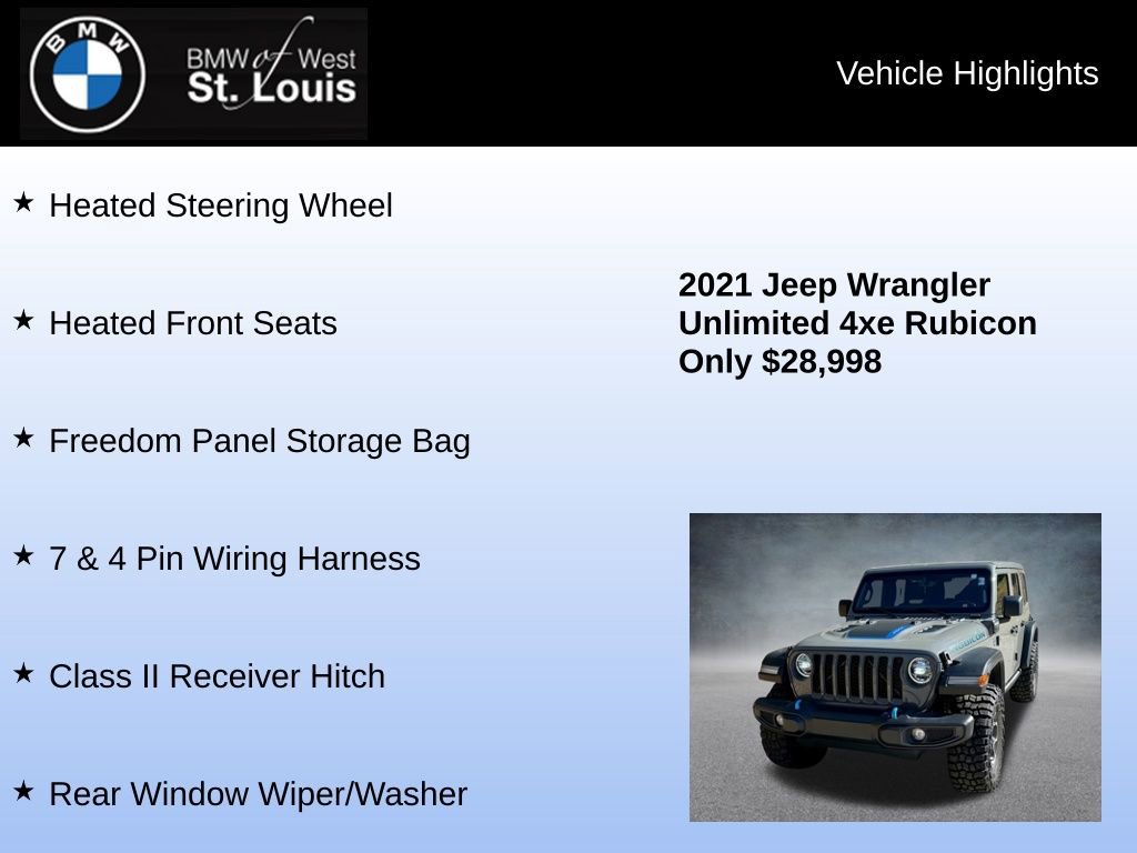 Used 2021 Jeep Wrangler Unlimited Rubicon 4xe w/ Cold Weather Group image 24