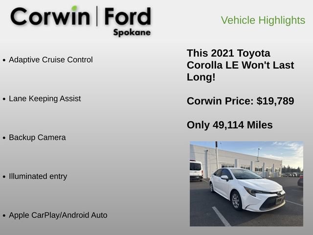 Used 2021 Toyota Corolla LE w/ Carpet Mat Package (TMS) FWD image 6