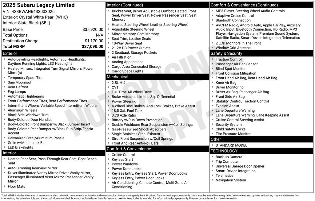 Certified 2025 Subaru Legacy Limited image 45