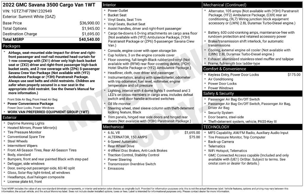Used 2022 GMC Savana 3500 Extended RWD image 25