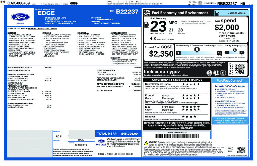 Used 2024 Ford Edge SEL w/ Convenience Package AWD/4WD image 53