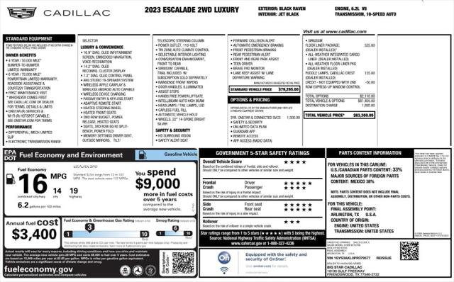 Used 2023 Cadillac Escalade Luxury w/ LPO, Floor Liner Package image 4