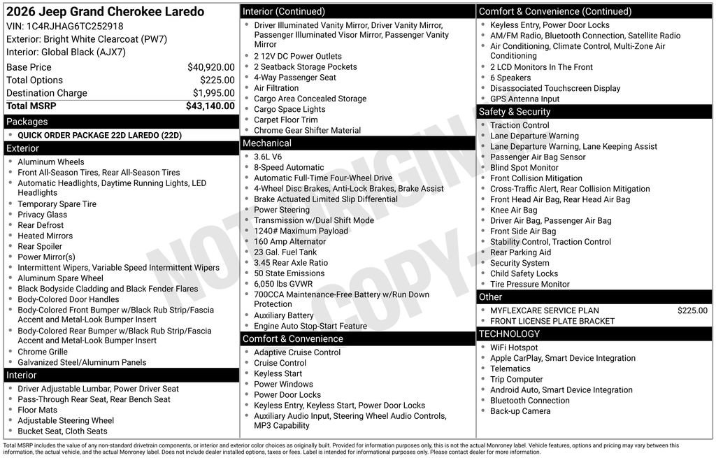 New 2026 Jeep Grand Cherokee Laredo AWD/4WD image 36