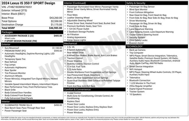 Used 2024 Lexus IS 350 F Sport w/ Accessory Package 2 RWD image 24