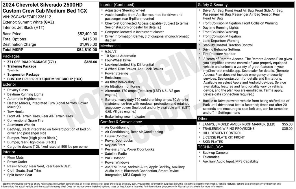 Used 2024 Chevrolet Silverado 2500 Custom w/ Z71 Off-Road Package AWD/4WD image 54