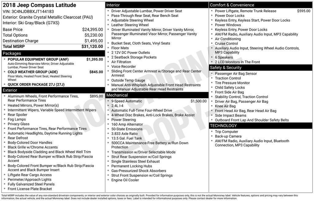 Used 2018 Jeep Compass Latitude w/ Popular Equipment Group AWD/4WD image 2