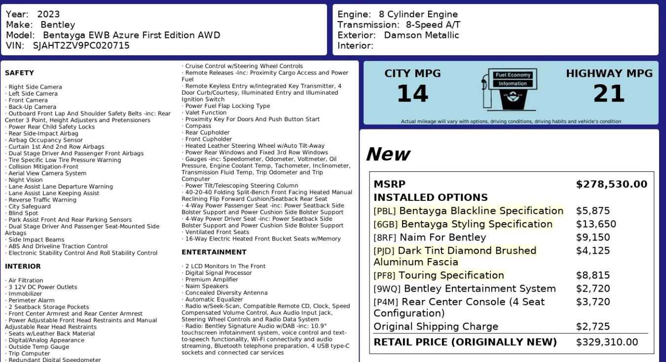 Used 2023 Bentley Bentayga Extended Wheelbase image 6