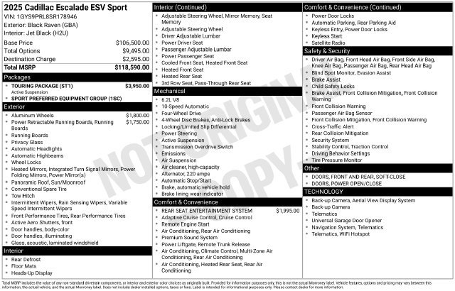 New 2025 Cadillac Escalade ESV Sport w/ Touring Package AWD/4WD image 4
