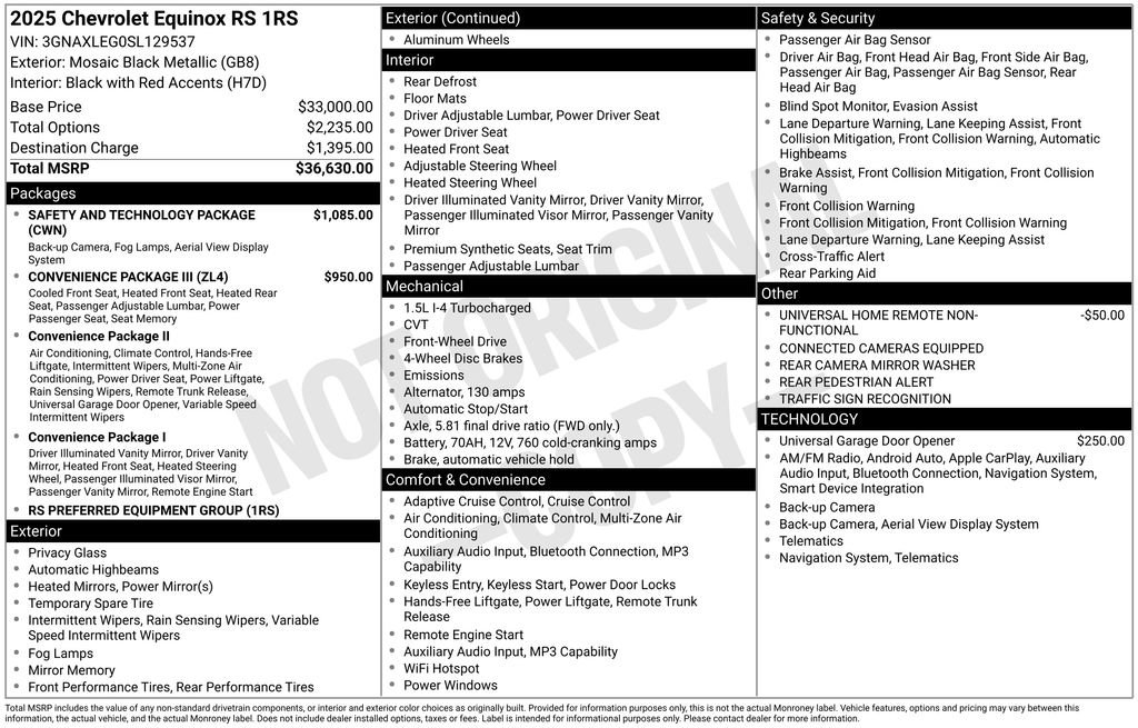 Certified 2025 Chevrolet Equinox RS w/ Safety and Technology Package FWD image 2