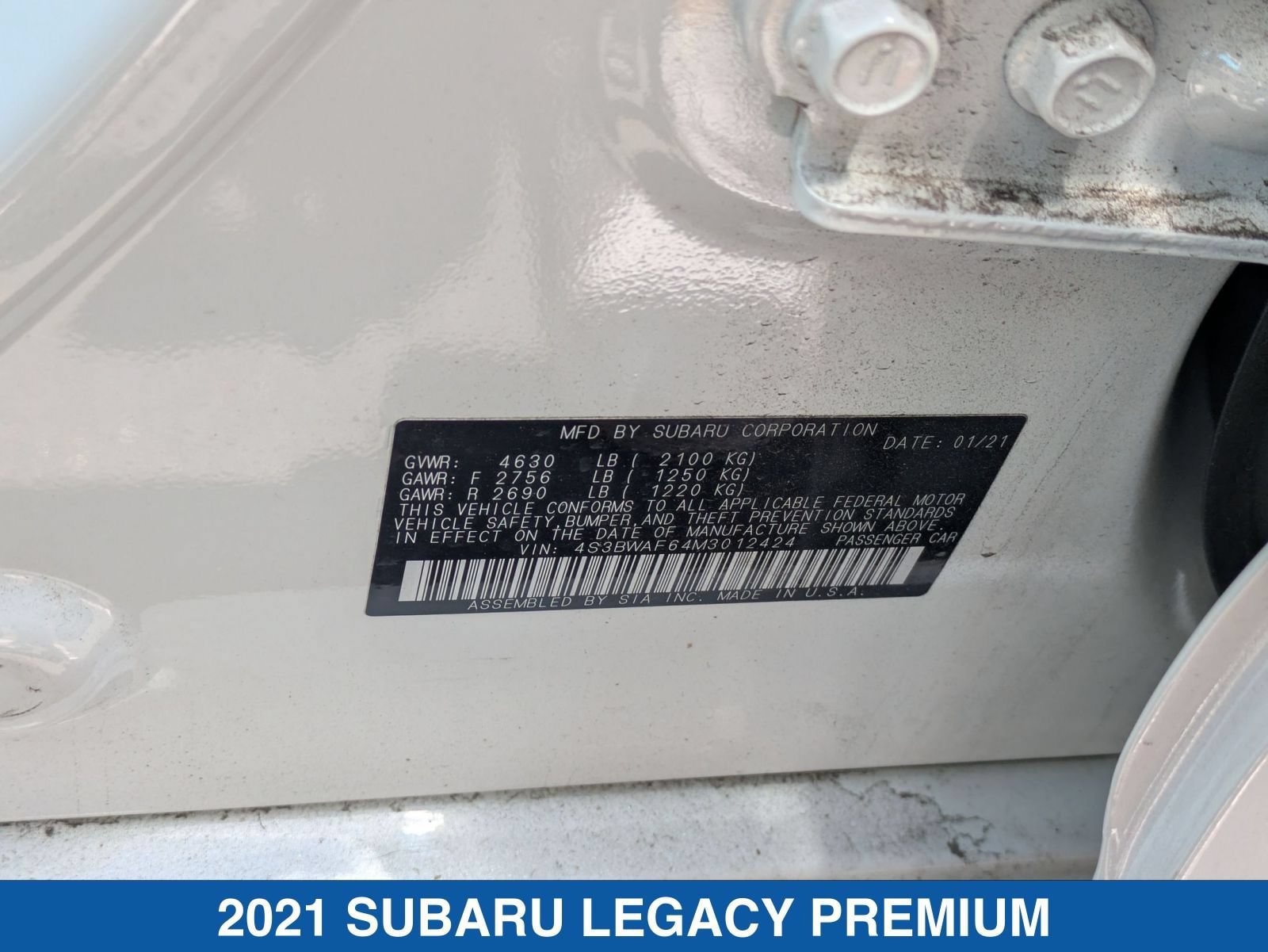Certified 2021 Subaru Legacy Premium AWD/4WD image 34