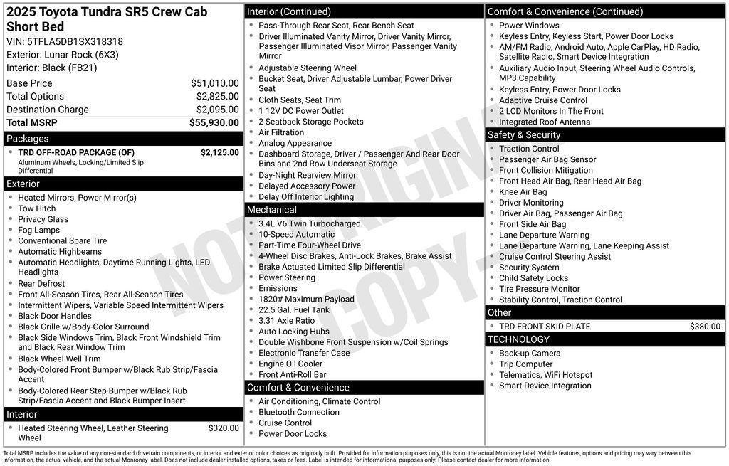 Used 2025 Toyota Tundra SR5 w/ TRD Off-Road Package AWD/4WD image 27