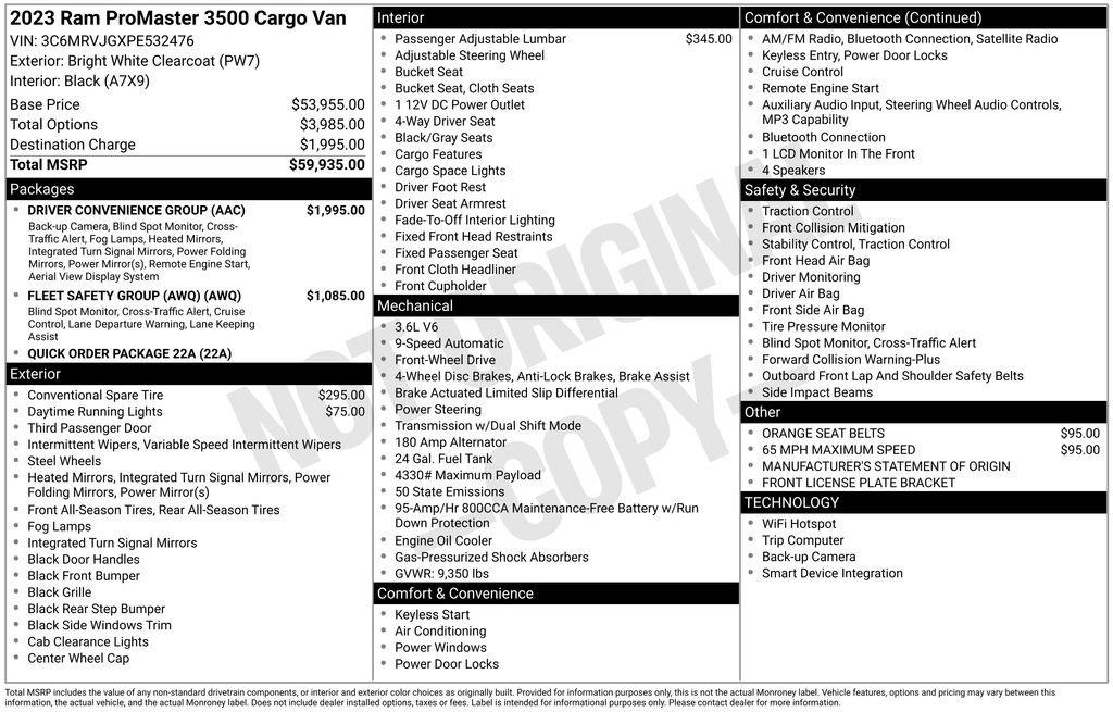 Used 2023 RAM ProMaster 3500 w/ Driver Convenience Group FWD image 13