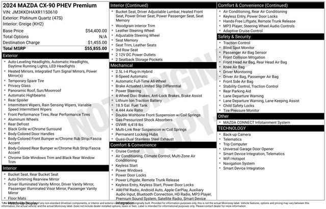 Certified 2024 MAZDA CX-90 Plug-In Hybrid w/ Premium Pkg image 33