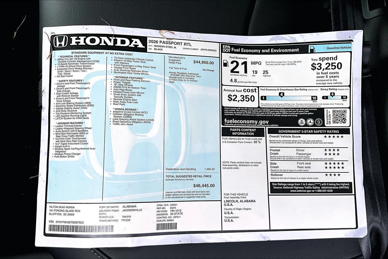 New 2026 Honda Passport RTL image 18