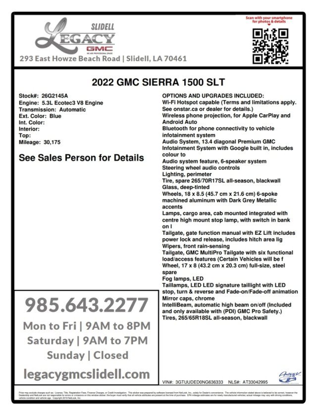 Used 2022 GMC Sierra 1500 SLT w/ SLT Premium Package AWD/4WD image 27