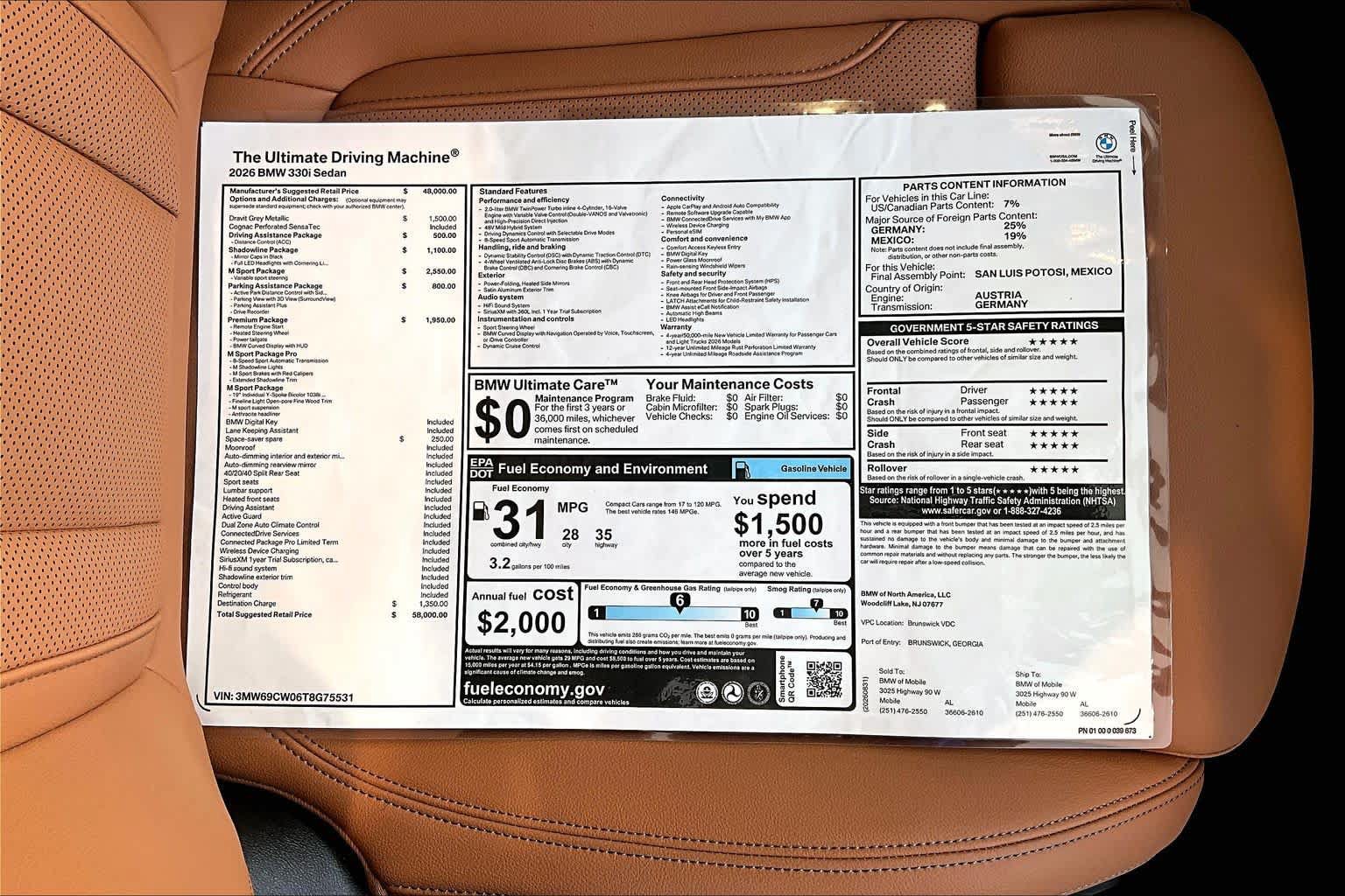 New 2026 BMW 330i Sedan w/ M Sport Package RWD image 20
