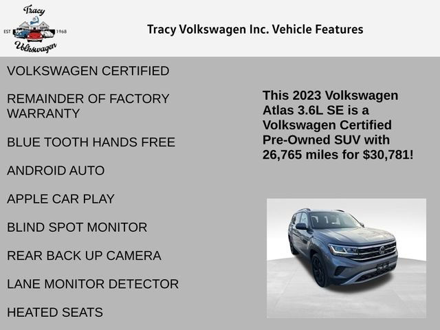 Certified 2023 Volkswagen Atlas SE w/ Black Wheel Package image 6