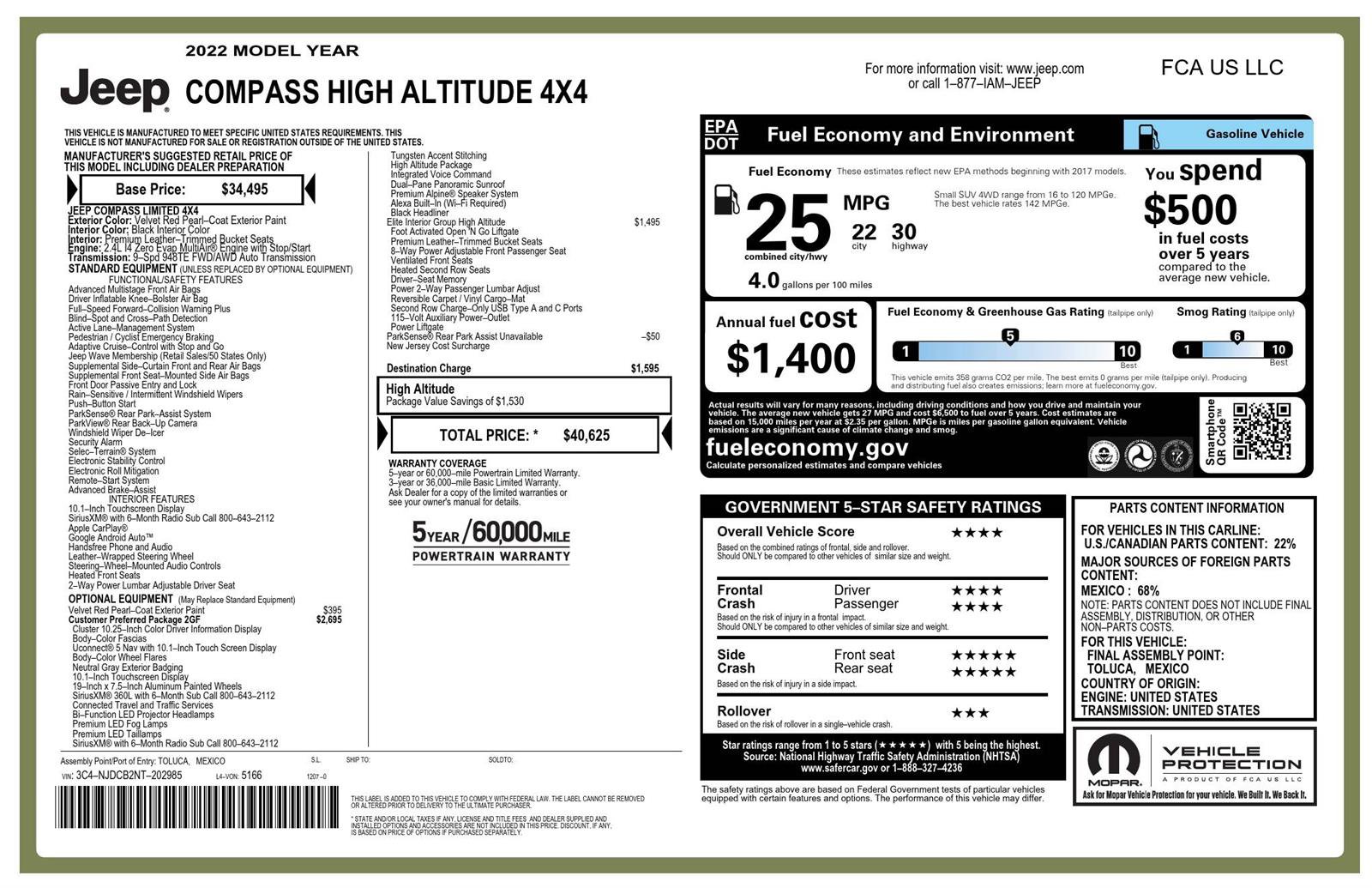 Certified 2022 Jeep Compass High Altitude AWD/4WD image 32