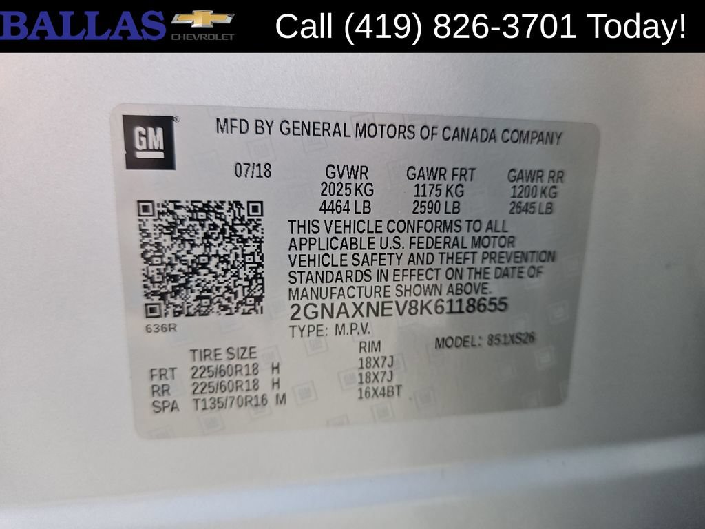 Certified 2019 Chevrolet Equinox Premier w/ LPO, Floor Liner Package FWD image 17