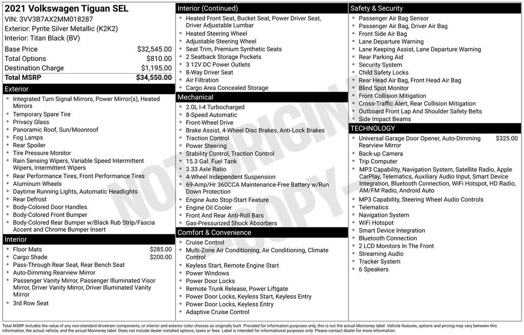 Used 2021 Volkswagen Tiguan SEL FWD image 38