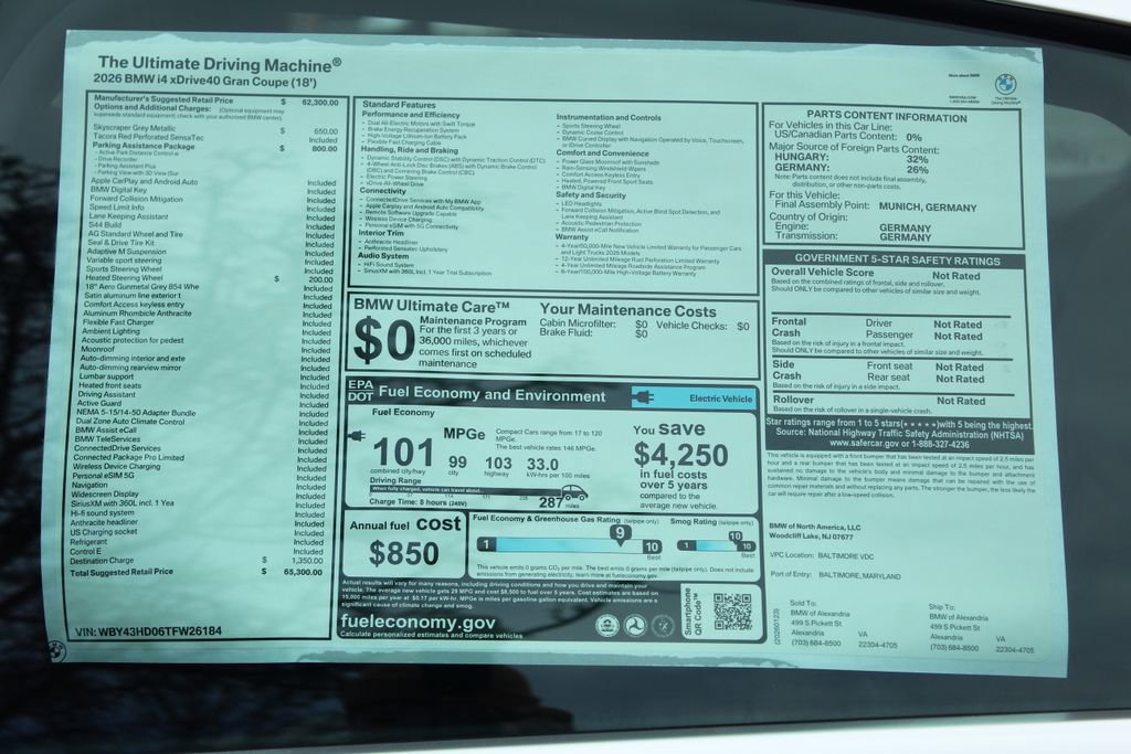 New 2026 BMW i4 xDrive40i w/ Parking Assistance Package AWD/4WD image 2