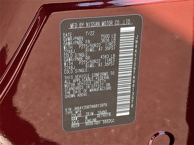 Used 2022 Nissan Armada Platinum w/ Captain's Chairs Package image 28