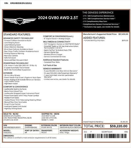 Used 2024 Genesis GV80 2.5T AWD/4WD image 4