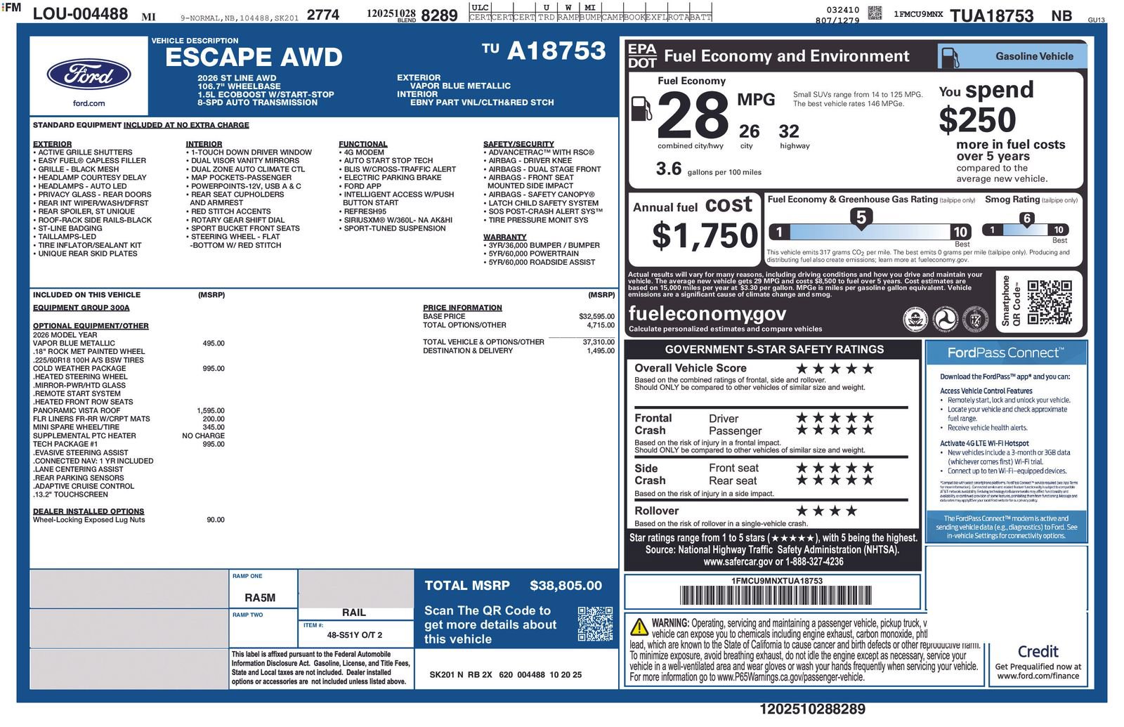 New 2026 Ford Escape ST-Line w/ Tech Pack #1 image 5