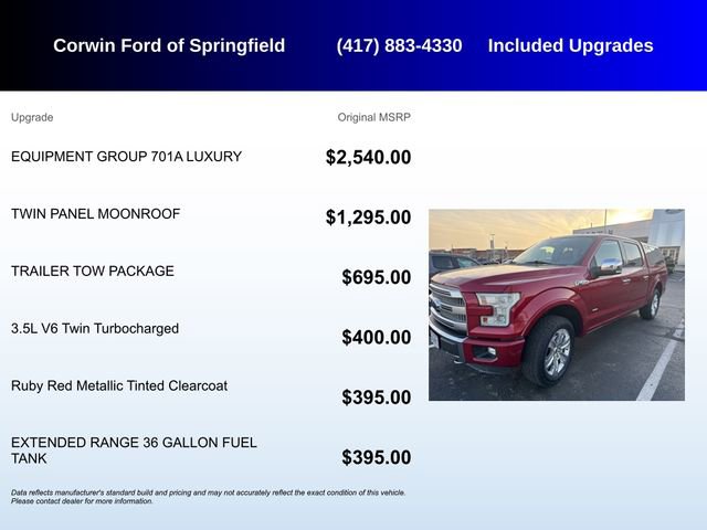 Used 2015 Ford F150 Platinum w/ Equipment Group 701A Luxury image 5