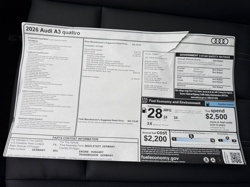 New 2026 Audi A3 2.0T Premium image 33