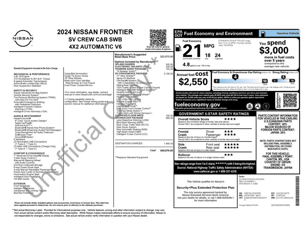Used 2024 Nissan Frontier SV w/ SV Convenience Package image 34