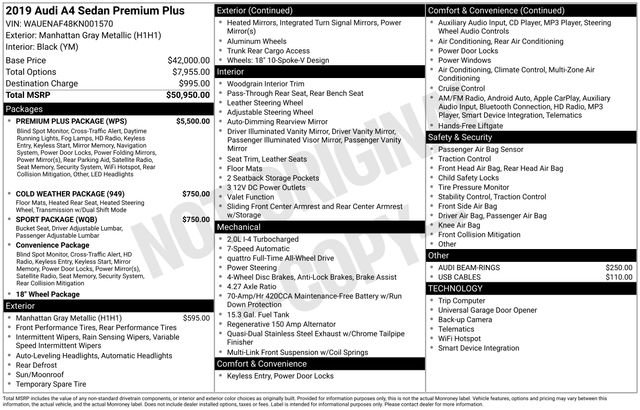 Used 2019 Audi A4 2.0T Premium Plus w/ Premium Plus Package image 2