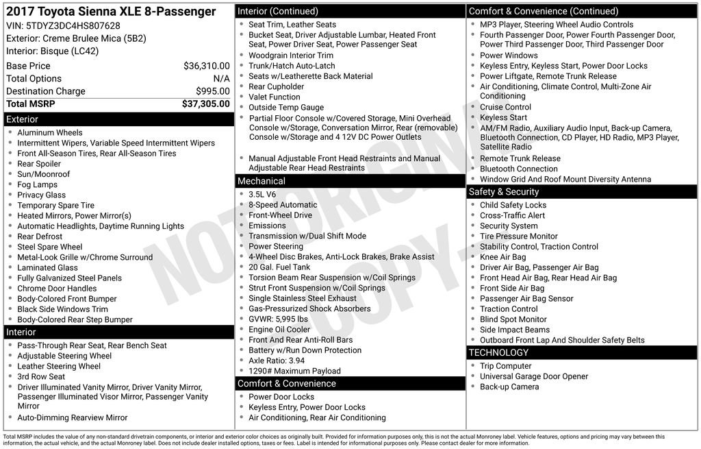 Used 2017 Toyota Sienna XLE FWD image 10