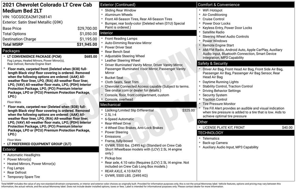 Used 2021 Chevrolet Colorado LT w/ LT Convenience Package RWD image 12
