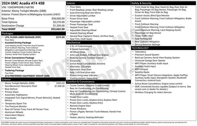 Used 2024 GMC Acadia AT4 w/ LPO, Floor Liner Package AWD/4WD image 46