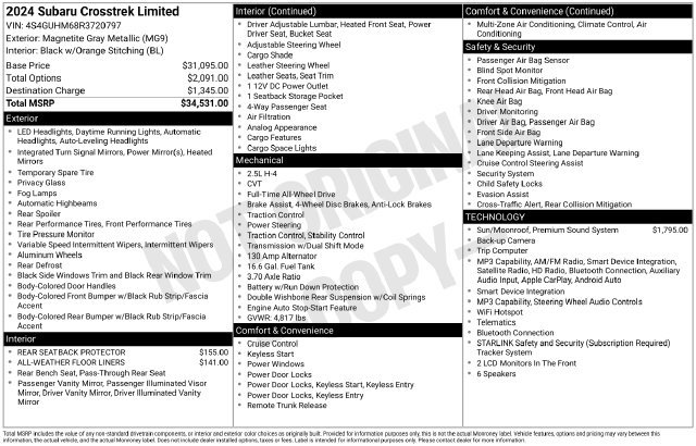 Certified 2024 Subaru Crosstrek 2.5i Limited AWD/4WD image 37