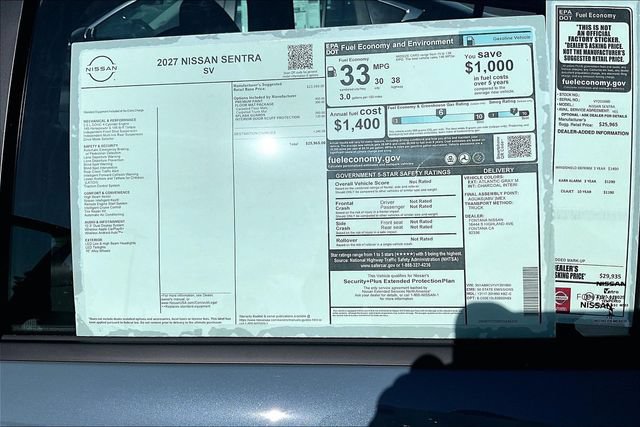 New 2027 Nissan Sentra SV w/ Floor Mat Package FWD image 12