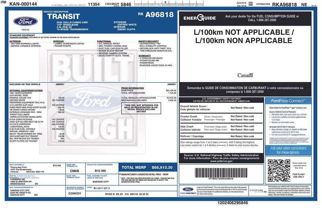 Used 2024 Ford Transit 250 Low Roof AWD w/ Exterior Upgrade Package image 2