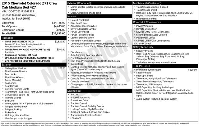 Used 2015 Chevrolet Colorado Z71 w/ Trail Boss Edition AWD/4WD image 2
