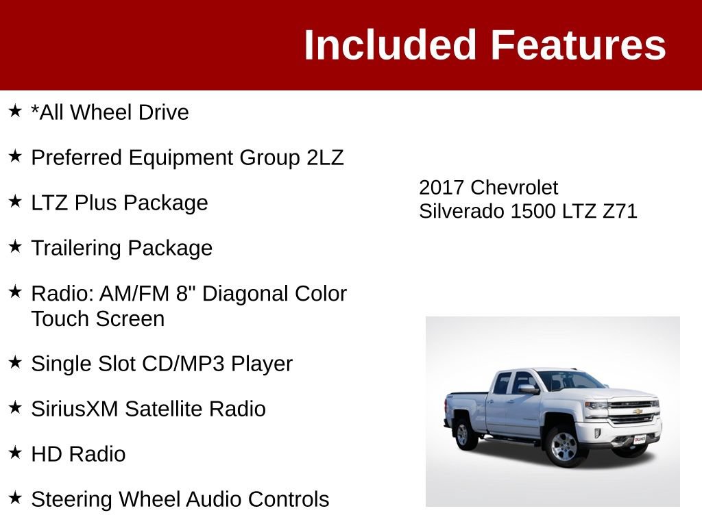 Used 2017 Chevrolet Silverado 1500 LTZ Z71 w/ LTZ Plus Package AWD/4WD image 3
