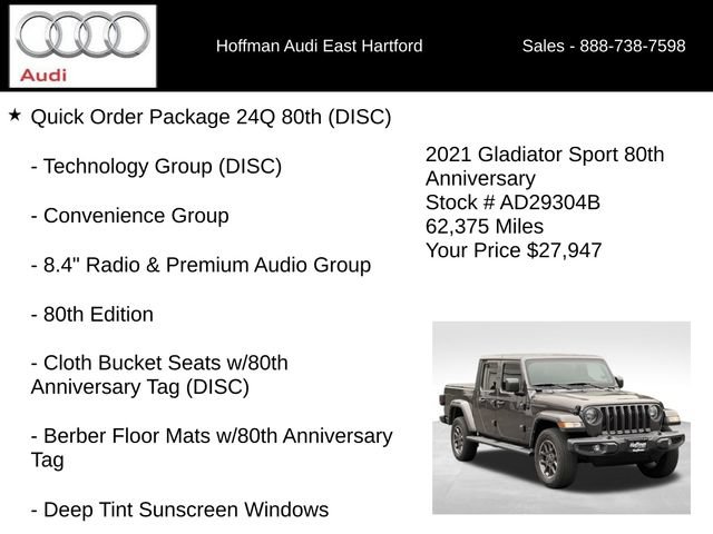 Used 2021 Jeep Gladiator Sport w/ Quick Order Package 24Q 80Th AWD/4WD image 6