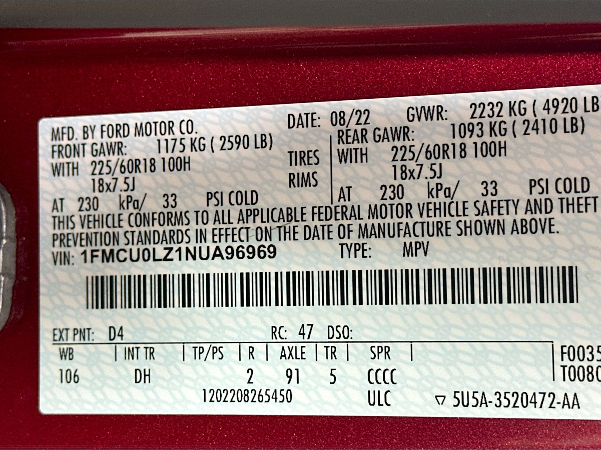 Used 2022 Ford Escape Titanium w/ Titanium Premium Package image 45