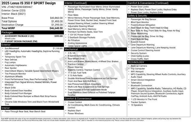 Used 2025 Lexus IS 350 F Sport w/ Accessory Package 2 RWD image 8