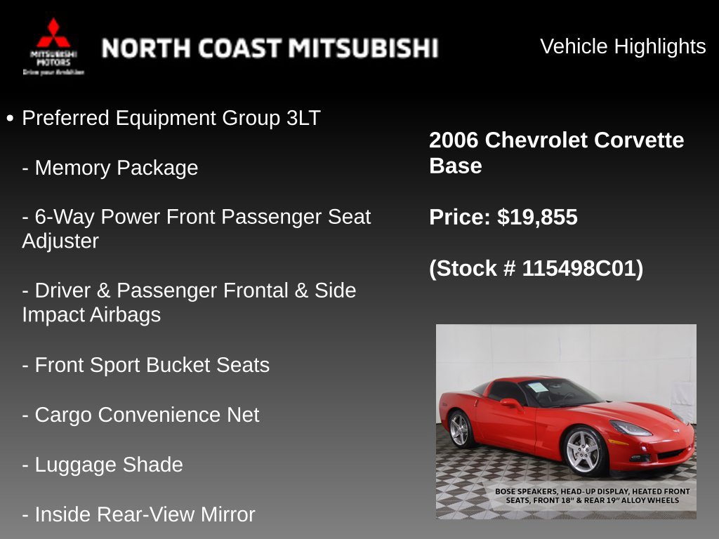 Used 2006 Chevrolet Corvette Coupe w/ Preferred Equipment Group RWD image 2