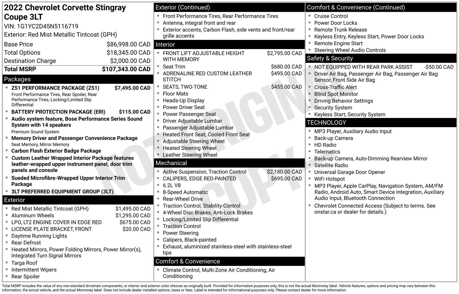 Used 2022 Chevrolet Corvette Stingray Premium Cpe w/ Z51 Performance Package RWD image 7