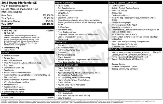 Used 2012 Toyota Highlander SE w/ Tow Pkg AWD/4WD image 12