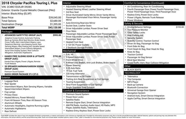 Used 2018 Chrysler Pacifica Touring-L Plus w/ Advanced Safetytec Group image 2