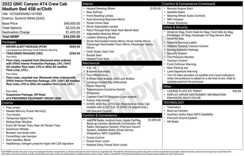 Used 2022 GMC Canyon 4x4 Crew Cab AT4 w/ Driver Alert Package image 41